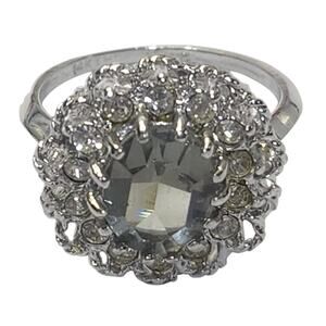 Lind 14KT HGE Black Diamond CZ Halo Cocktail Ring Size 8.5